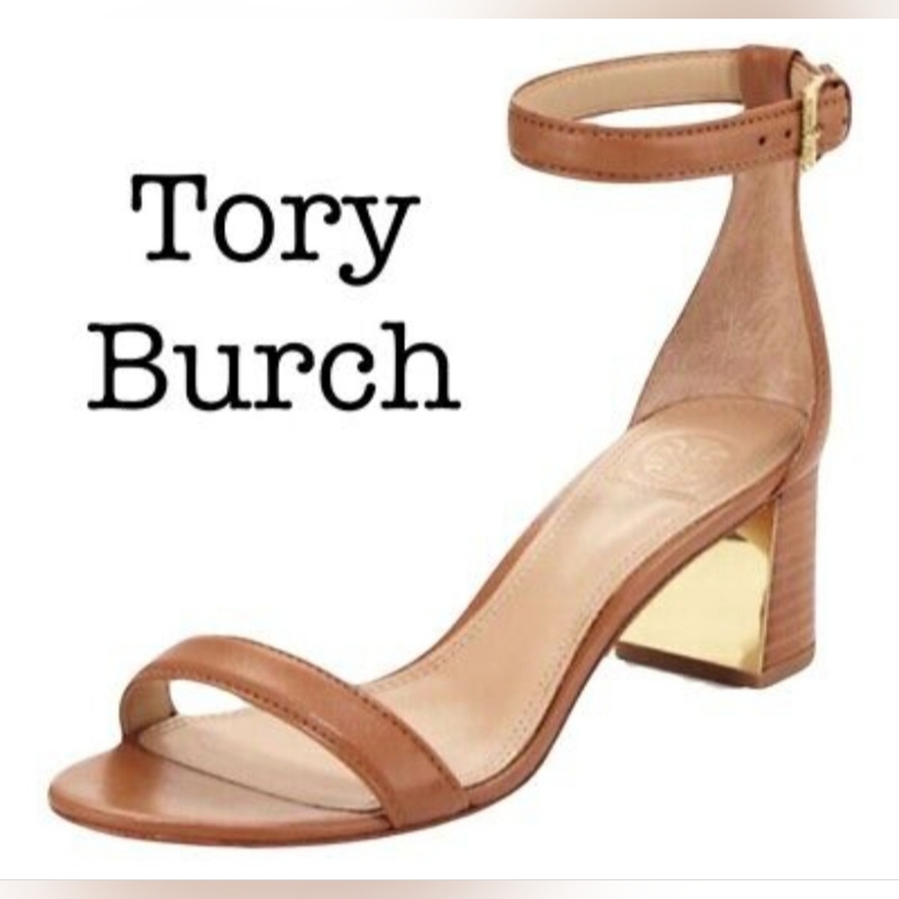 Tory Burch Cecile All Leather City Sandals Ankle Strap Peanut Butter/Tan US 8.5